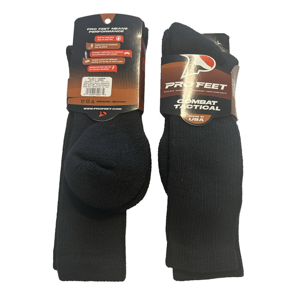 Pro Feet Combat Tactical Socks 2 pair Size Large 10-13 Black NWT - Picture 1 of 11